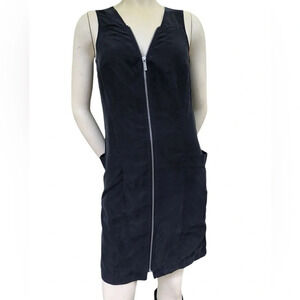 Michael Kors 100% silk black zippered sleeveless big pocket dress Size 4